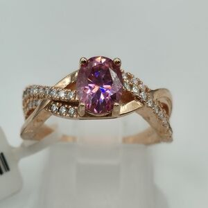 NWT Rare Genuine pink and white moissanite ring Size 7